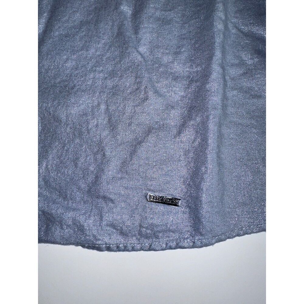 Ellen Tracy Women's Metallic Gray Top Size L | Linen Rayon | Long Sleeve Blouse - Picture 4 of 8